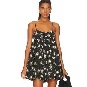 NWT Free People Black Floral in A Bubble Mini Dress S